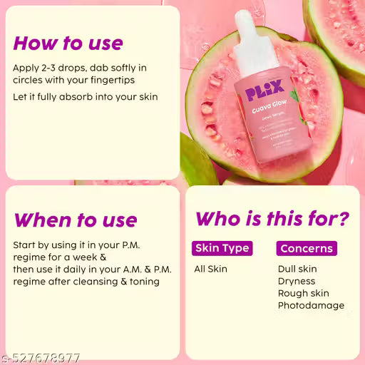 PLIX - Guava Glow Regime with 10% Vitamin C Face Mini Serum (10ml) & Juicy Mini Cleanser | For Dark Spot Corrections and Brighter Complexion | (20 ml) (Pack of 2)