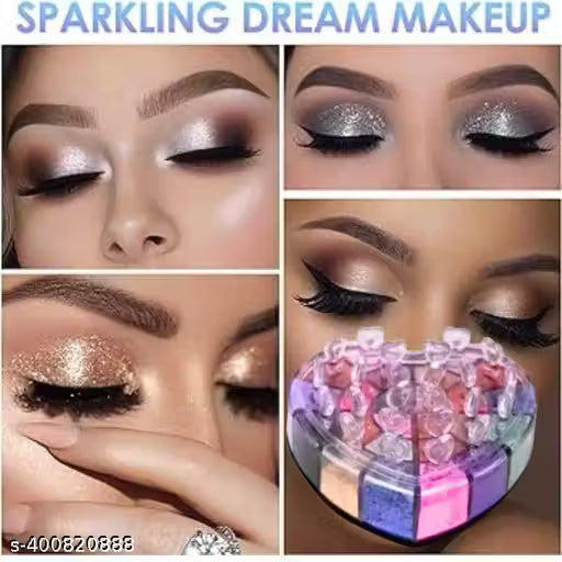 Heart shaper 12 Color Makeup Palette Eyeshadow Heart shaped Super Pigmented Shimmer Metallic Pallet Longwear Eye Shadows pack of 1