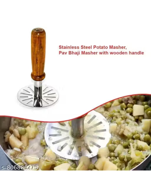 Combo Set of 2 pcs Potato Vegetable Masher & Egg Whisker kitchen Tool Steel Masher ( Pack of 2 )