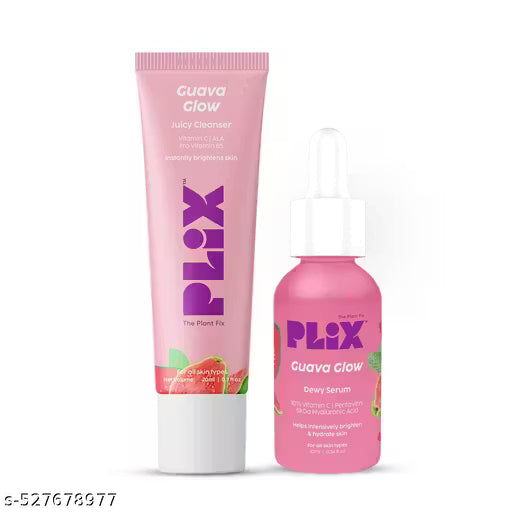 PLIX - Guava Glow Regime with 10% Vitamin C Face Mini Serum (10ml) & Juicy Mini Cleanser | For Dark Spot Corrections and Brighter Complexion | (20 ml) (Pack of 2)
